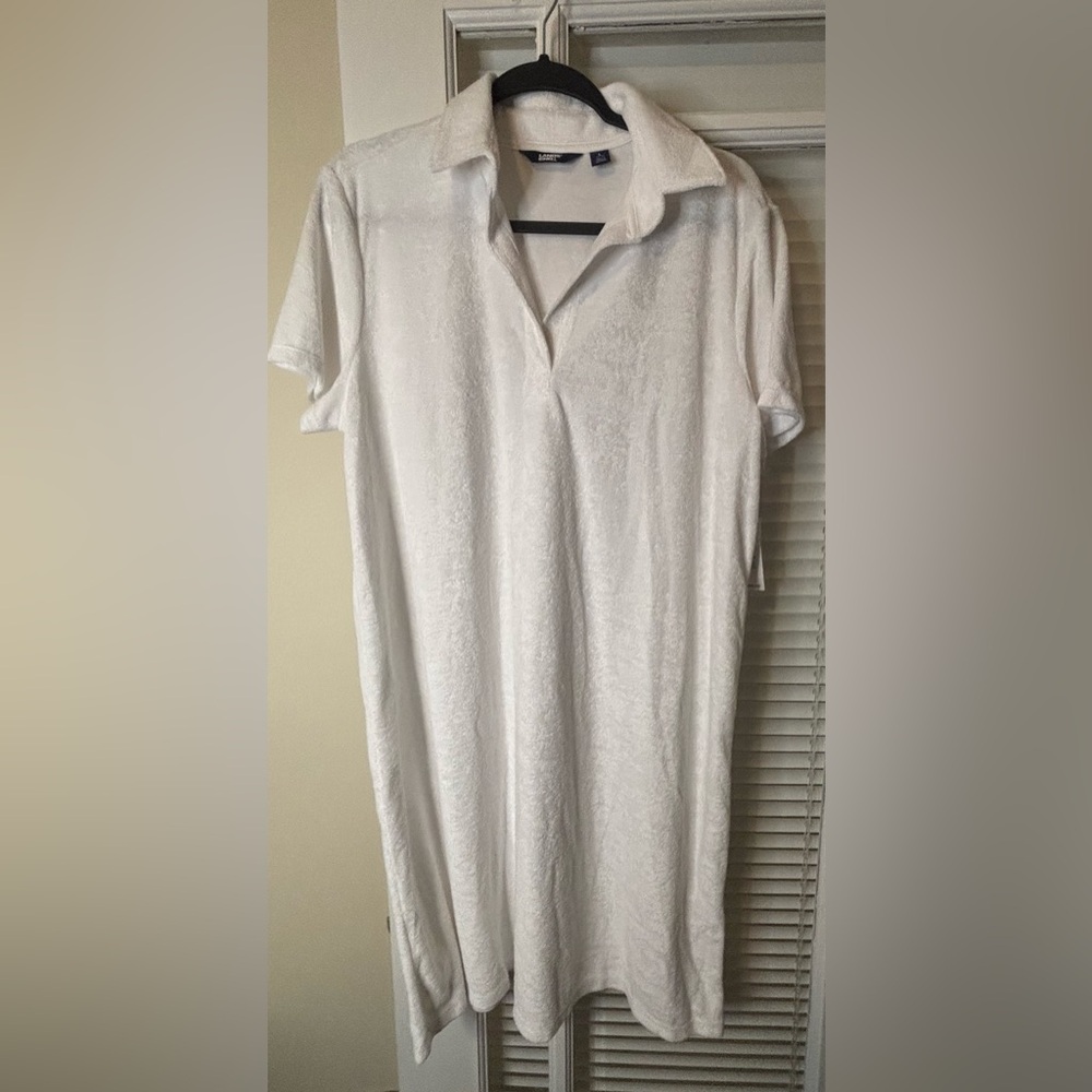 White Terrycloth  SwimSuit Cover Up-Available in Large & Medium